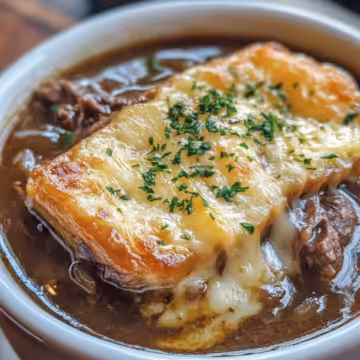 French Onion Beef Short Rib Soup taken with iphone 15 pro max --iw 2 --ar 4:5 --v 6.1 --raw