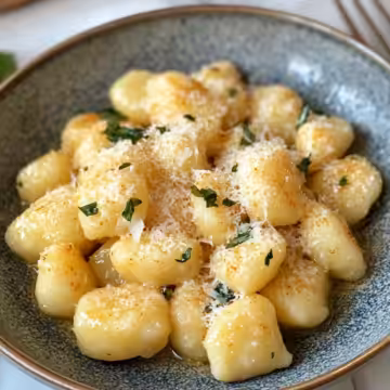 Garlic Butter Parmesan Gnocchi Recipe taken with iphone 15 pro max --iw 2 --ar 4:5 --v 6.1 --raw