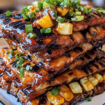 Hawaiian Huli Huli Chicken Stack taken with iphone 15 pro max --iw 2 --ar 4:5 --v 6.1 --raw