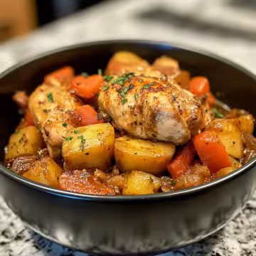 Hearty One Pot Stewed Chicken Recipe taken with iphone 15 pro max --iw 2 --ar 4:5 --v 6.1 --raw