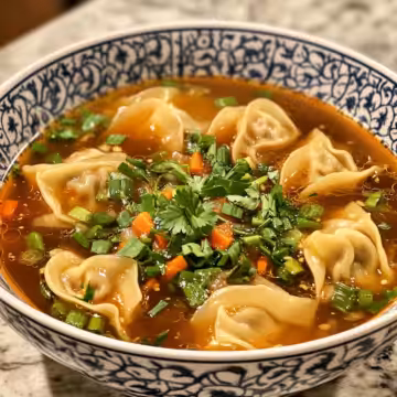 Homemade Potsticker Soup with Fresh Ingredients taken with iphone 15 pro max --iw 2 --ar 4:5 --v 6.1 --raw