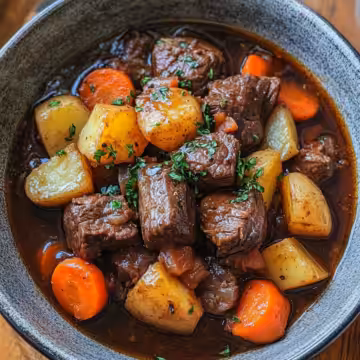 How To Make Red Wine Braised Beef Stew With Potatoes And Carrots taken with iphone 15 pro max --iw 2 --ar 4:5 --v 6.1 --raw
