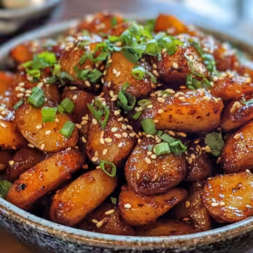 Korean Crispy Chili Potatoes taken with iphone 15 pro max --iw 2 --ar 4:5 --v 6.1 --raw