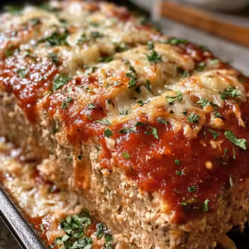 Melt In Your Mouth Garlic Parmesan Chicken Meatloaf taken with iphone 15 pro max --iw 2 --ar 4:5 --v 6.1 --raw