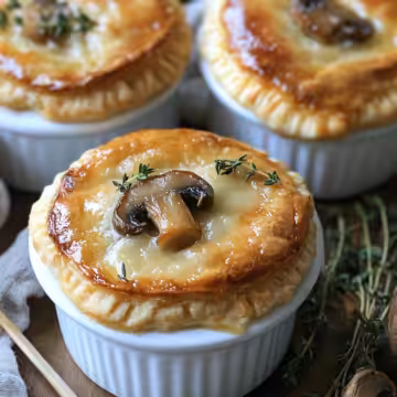 Mini Mushroom And Gruyere Pot Pies With Thyme Recipe taken with iphone 15 pro max --iw 2 --ar 4:5 --v 6.1 --raw