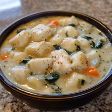 Olive Garden Chicken Gnocchi Soup taken with iphone 15 pro max --iw 2 --ar 4:5 --v 6.1 --raw