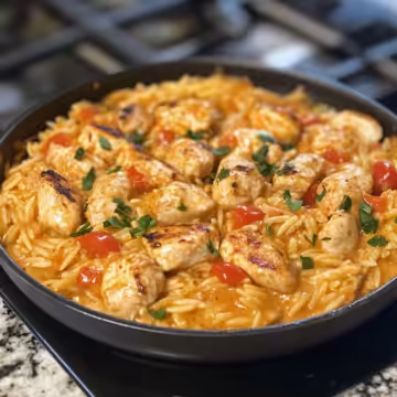 One Pot Cajun Chicken Alfredo Orzo Flavor In Every Bite taken with iphone 15 pro max --iw 2 --ar 4:5 --v 6.1 --raw