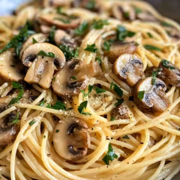 Recipe Mushroom And Garlic Spaghetti Dinner taken with iphone 15 pro max --iw 2 --ar 4:5 --v 6.1 --raw