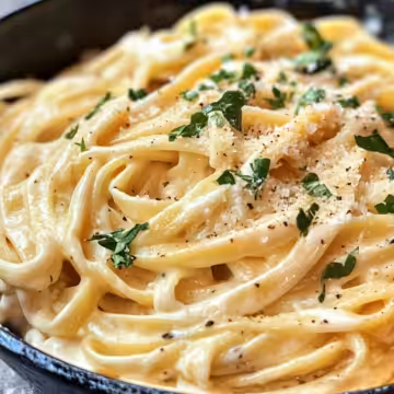 Roasted Garlic and Red Pepper Fettuccine Alfredo Recipe taken with iphone 15 pro max --iw 2 --ar 4:5 --v 6.1 --raw