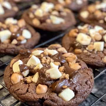 Rocky Road Chocolate Fudge Cookies taken with iphone 15 pro max --iw 2 --ar 4:5 --v 6.1 --raw