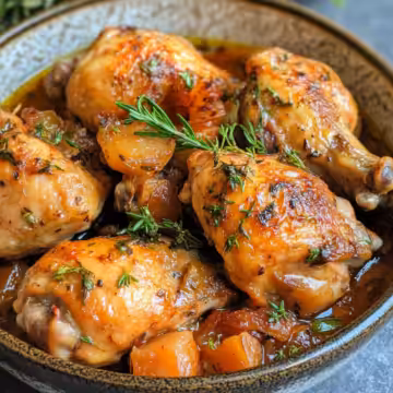 Rustic French Chicken Braised taken with iphone 15 pro max --iw 2 --ar 4:5 --v 6.1 --raw