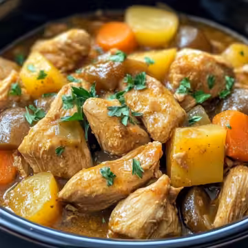 Slow Cooker Chicken Stew Recipe taken with iphone 15 pro max --iw 2 --ar 4:5 --v 6.1 --raw