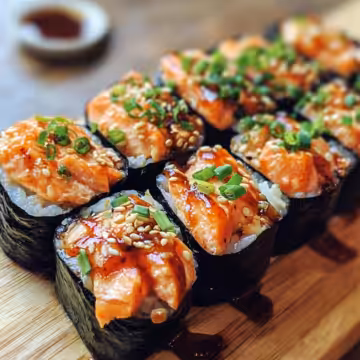 Spicy Salmon Sushi Bake Recipe taken with iphone 15 pro max --iw 2 --ar 4:5 --v 6.1 --raw