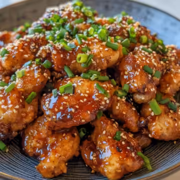 Sticky Honey Gochujang Chicken taken with iphone 15 pro max --iw 2 --ar 4:5 --v 6.1 --raw