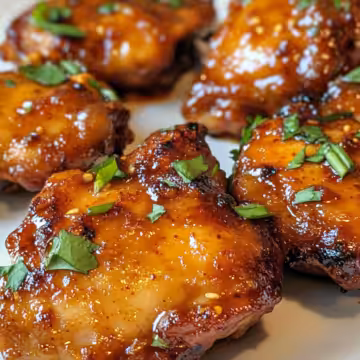 Sticky Sweet Chili Chicken Thighs taken with iphone 15 pro max --iw 2 --ar 4:5 --v 6.1 --raw