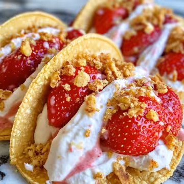 Strawberry Crunch Cheesecake Tacos taken with iphone 15 pro max --iw 2 --ar 4:5 --v 6.1 --raw