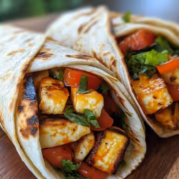 Sweet Chili Halloumi Wraps taken with iphone 15 pro max --iw 2 --ar 4:5 --v 6.1 --raw