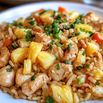 Tropical Pineapple Chicken Rice Is A Must Try Dish taken with iphone 15 pro max --iw 2 --ar 4:5 --v 6.1 --raw