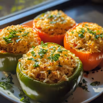 Vegetarian Stuffed Bell Peppers With Rice taken with iphone 15 pro max --iw 2 --ar 4:5 --v 6.1 --raw