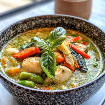 Vegetarian Thai Green Curry taken with iphone 15 pro max --iw 2 --ar 4:5 --v 6.1 --raw