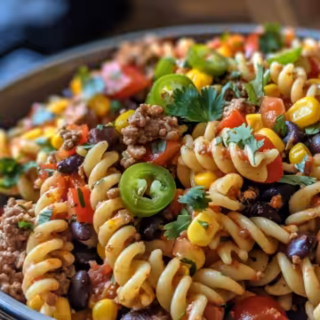 30-Minute Taco Pasta Salad taken with iphone 15 pro max --iw 2 --ar 4:5 --v 6.0 --raw