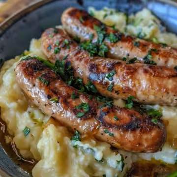 Authentic Irish Bangers and Colcannon taken with iphone 15 pro max --iw 2 --ar 4:5 --v 6.0 --raw