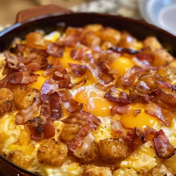 Bacon, Egg, and Tater Tot Casserole taken with iphone 15 pro max --iw 2 --ar 4:5 --v 6.0 --raw