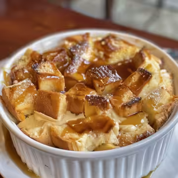 Baileys Irish Cream Bread Pudding taken with iphone 15 pro max --iw 2 --ar 4:5 --v 6.0 --raw