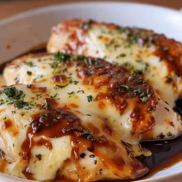Balsamic Baked Chicken Breast with Mozzarella taken with iphone 15 pro max --iw 2 --ar 4:5 --v 6.0 --raw