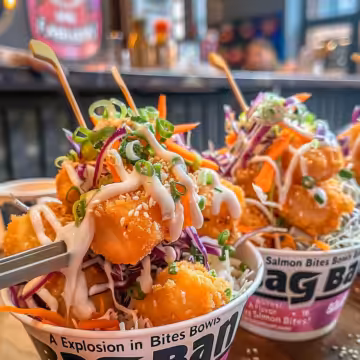 “Bang Bang Salmon Bites Bowls – A Flavor Explosion in Every Bite!” taken with iphone 15 pro max --iw 2 --ar 4:5 --v 6.0 --raw