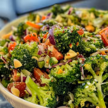 Best Broccoli Salad taken with iphone 15 pro max --iw 2 --ar 4:5 --v 6.0 --raw