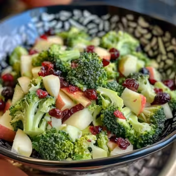 Best Broccoli Salad with Apples and Cranberries taken with iphone 15 pro max --iw 2 --ar 4:5 --v 6.0 --raw