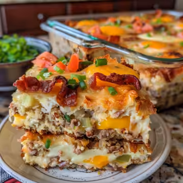 Best Crack Breakfast Casserole taken with iphone 15 pro max --iw 2 --ar 4:5 --v 6.0 --raw
