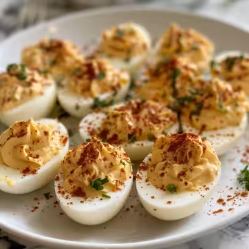 Best Deviled Egg Recipe (Carbonara!) taken with iphone 15 pro max --iw 2 --ar 4:5 --v 6.0 --raw