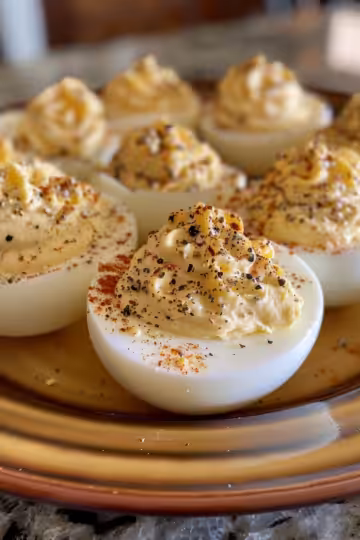 Best Ever Classic Deviled Eggs taken with iphone 15 pro max --iw 2 --ar 4:5 --v 6.0 --raw