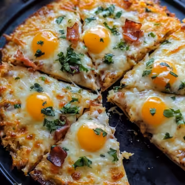 Breakfast Pizza Recipe | Hash Brown Crust Delish taken with iphone 15 pro max --iw 2 --ar 4:5 --v 6.1 --raw