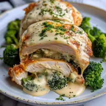 Broccoli Cheese Stuffed Chicken Breast taken with iphone 15 pro max --iw 2 --ar 4:5 --v 6.0 --raw