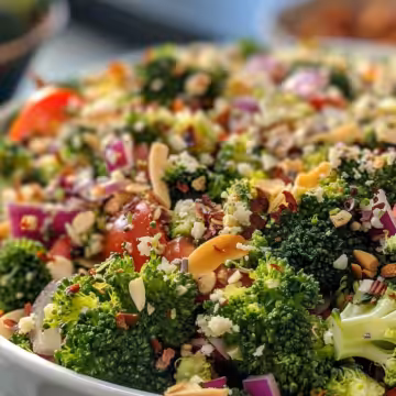 Broccoli Salad with Amazing Crunch taken with iphone 15 pro max --iw 2 --ar 4:5 --v 6.0 --raw