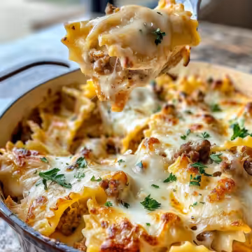 Cajun Cream Cheese Alfredo Bowties with Spiced Ground Beef taken with iphone 15 pro max --iw 2 --ar 4:5 --v 6.0 --raw