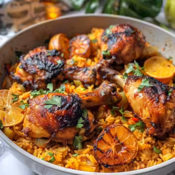 Caribbean Chicken and Rice: A One-Pan Wonder taken with iphone 15 pro max --iw 2 --ar 4:5 --v 6.0 --raw