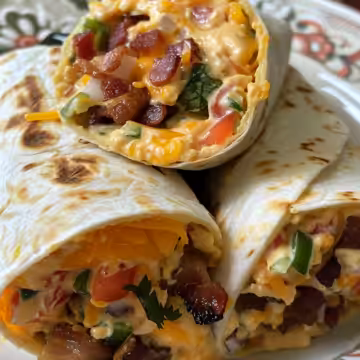 Cheesy Bacon Ranch Wraps taken with iphone 15 pro max --iw 2 --ar 4:5 --v 6.0 --raw