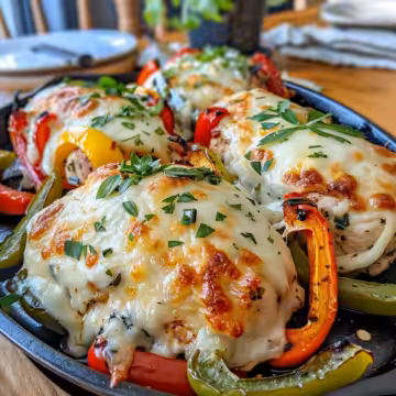 Cheesy Baked Chicken Breast And Peppers taken with iphone 15 pro max --iw 2 --ar 4:5 --v 6.0 --raw