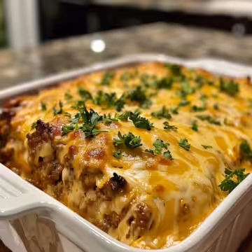 Cheesy Meatloaf Casserole Recipe taken with iphone 15 pro max --iw 2 --ar 4:5 --v 6.0 --raw