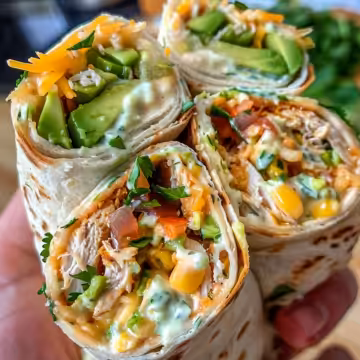 Chicken Avocado Ranch Burritos taken with iphone 15 pro max --iw 2 --ar 4:5 --v 6.0 --raw