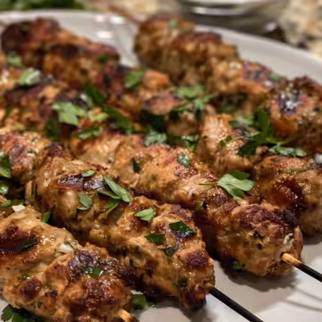 Chicken Kofta with Garlic Yogurt Sauce taken with iphone 15 pro max --iw 2 --ar 4:5 --v 6.0 --raw