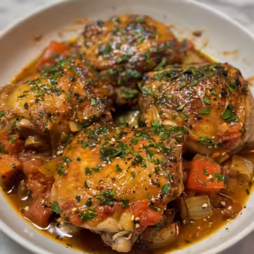 Chicken Thigh Osso Bucco taken with iphone 15 pro max --iw 2 --ar 4:5 --v 6.0 --raw