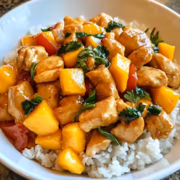 Chinese Style Mango Chicken Stir Fry taken with iphone 15 pro max --iw 2 --ar 4:5 --v 6.1 --raw