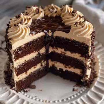 Chocolate Irish Cream Cake taken with iphone 15 pro max --iw 2 --ar 4:5 --v 6.0 --raw