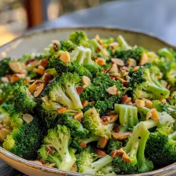 Classic Broccoli Salad taken with iphone 15 pro max --iw 2 --ar 4:5 --v 6.0 --raw