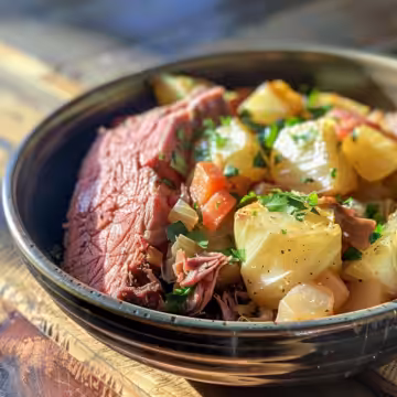 Cozy Slow Cooker Corned Beef and Cabbage taken with iphone 15 pro max --iw 2 --ar 4:5 --v 6.0 --raw